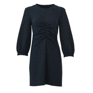 TIBI Eclipse Pique Ruched Blue Multi Dress